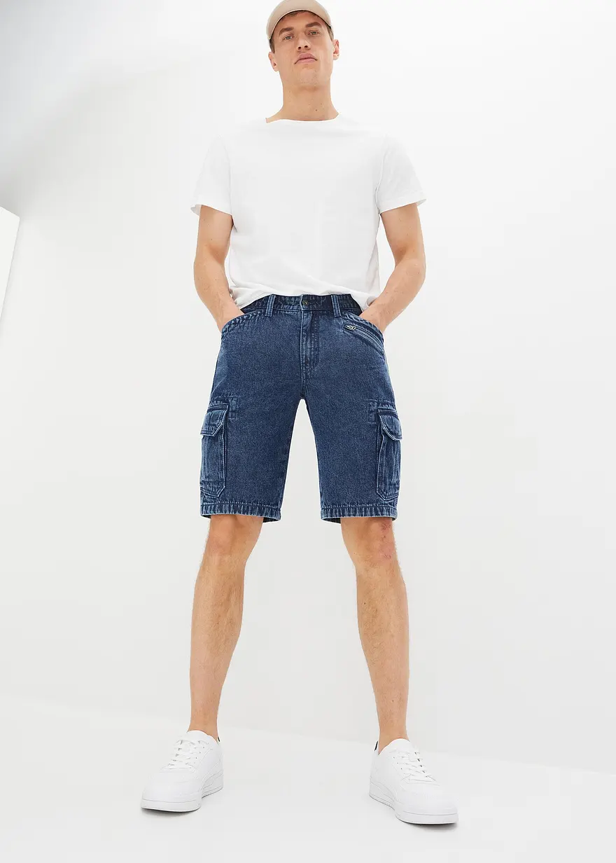 Cargo-Jeans-Bermuda aus Bio Baumwolle, Relaxed Fit