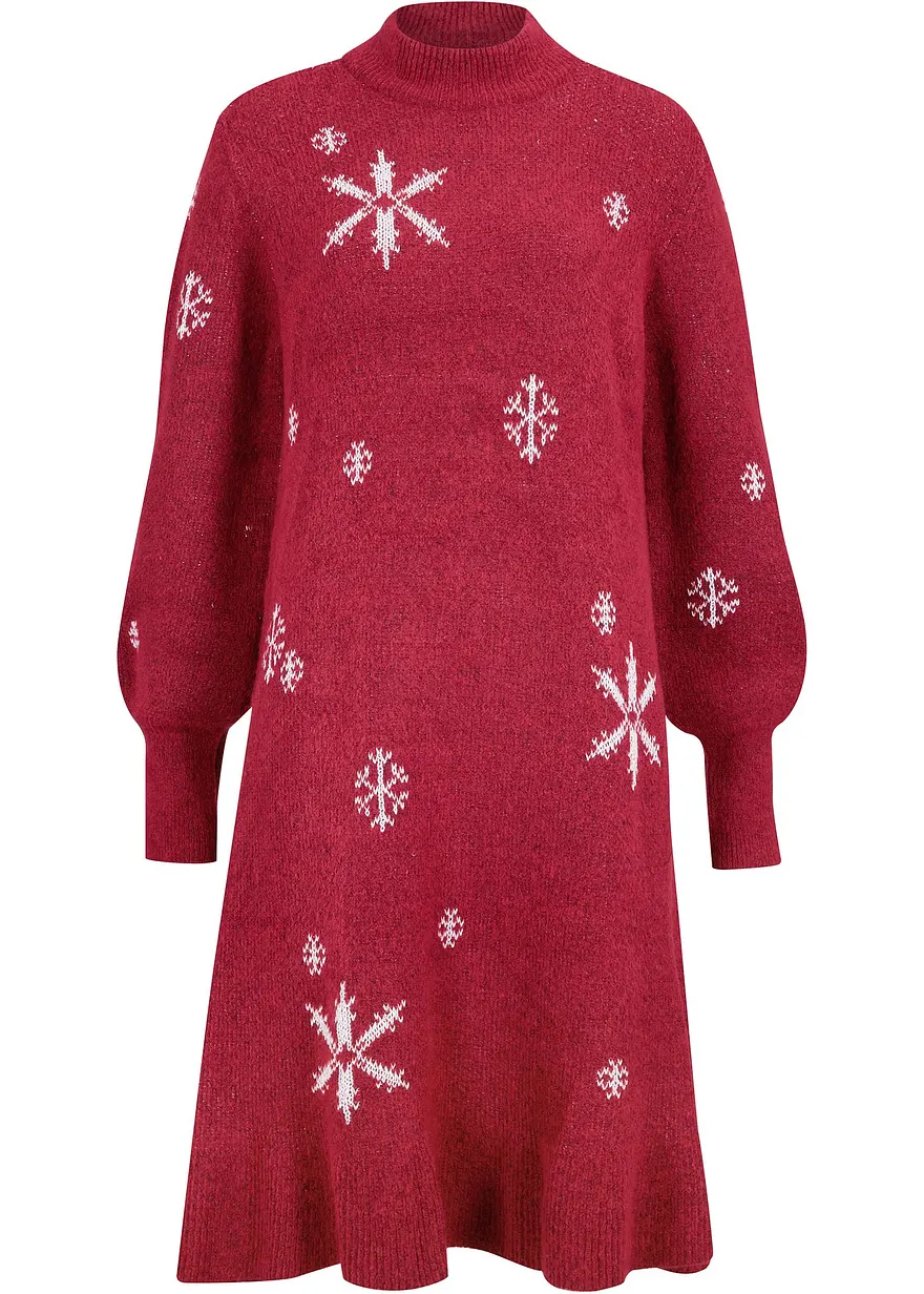 Strickkleid mit Schneeflocken-Print