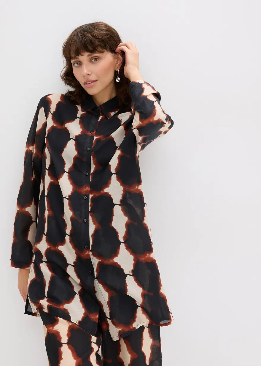 Longbluse mit Batik-Print