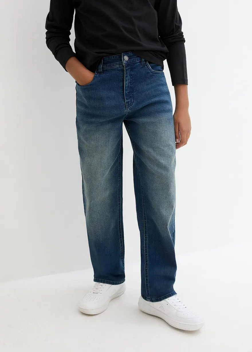 Extra Loose-Fit-Jeans mit Stretchanteil, Straight