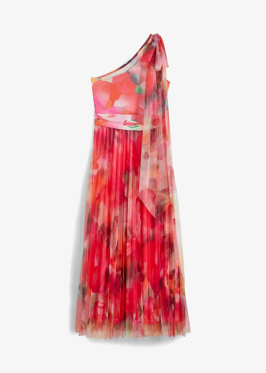 One-Shoulder-Kleid mit plissiertem Tüllrock