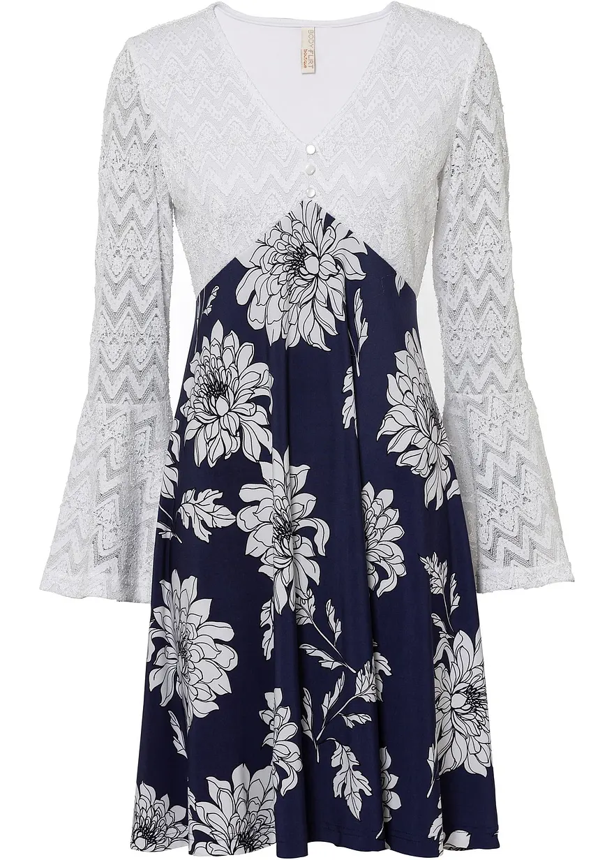 Jerseykleid mit Spitze