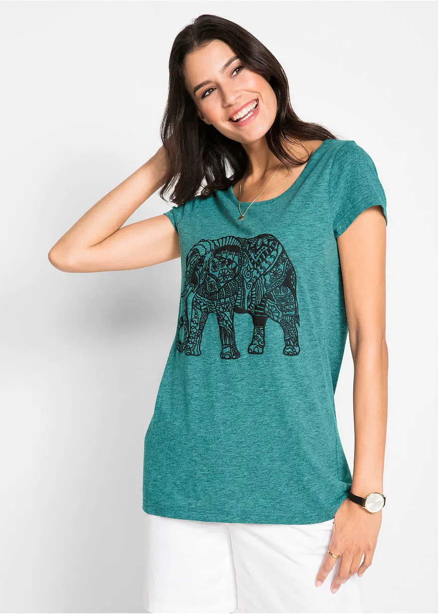 Shirt mit platziertem Print aus Bio-Baumwolle, kurzarm