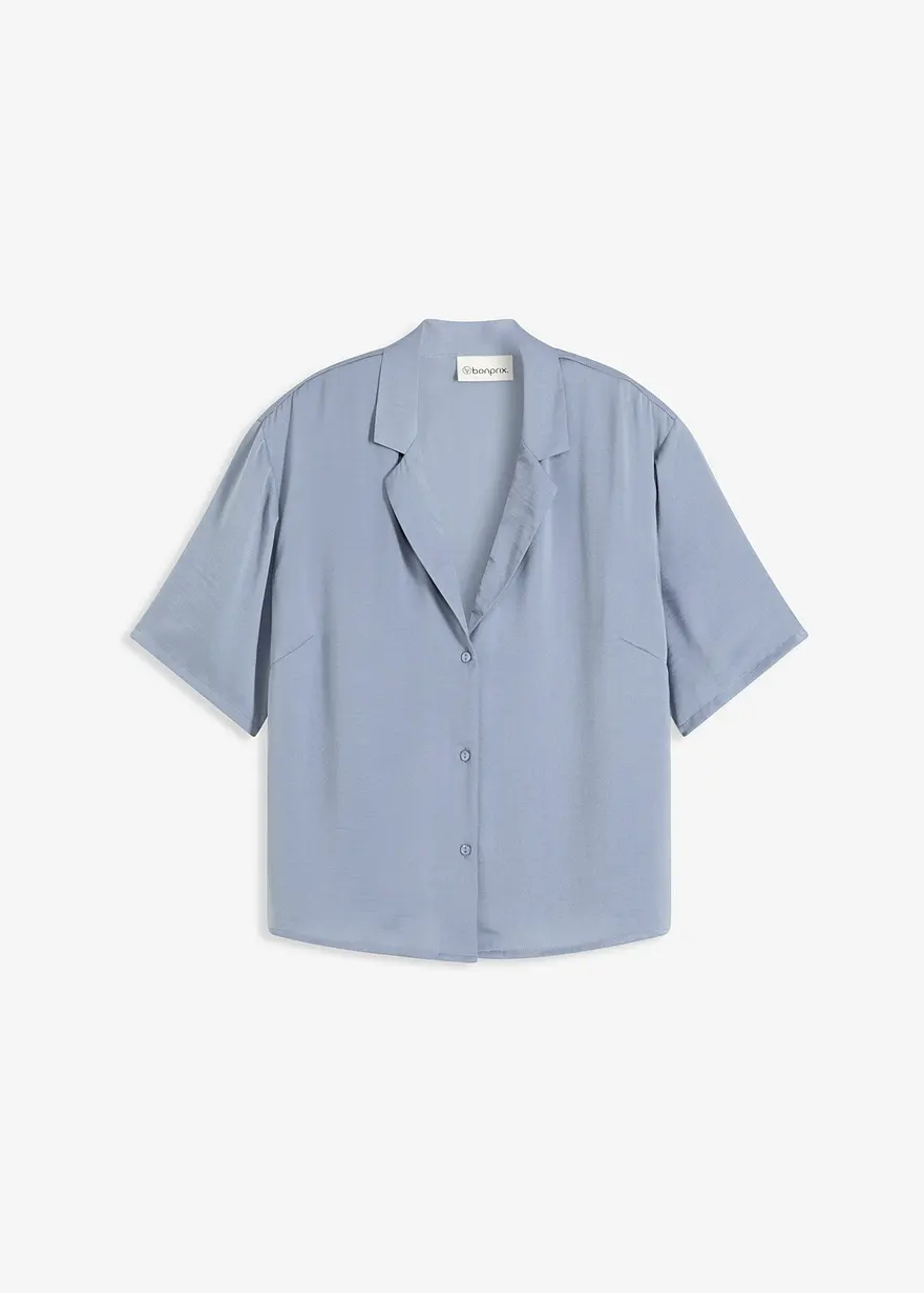 Satin-Bluse mit Reverskragen