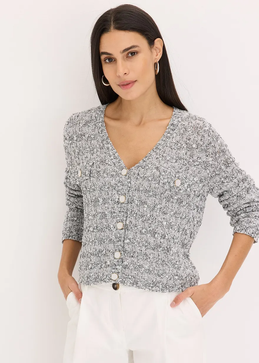 Bouclé Strickjacke