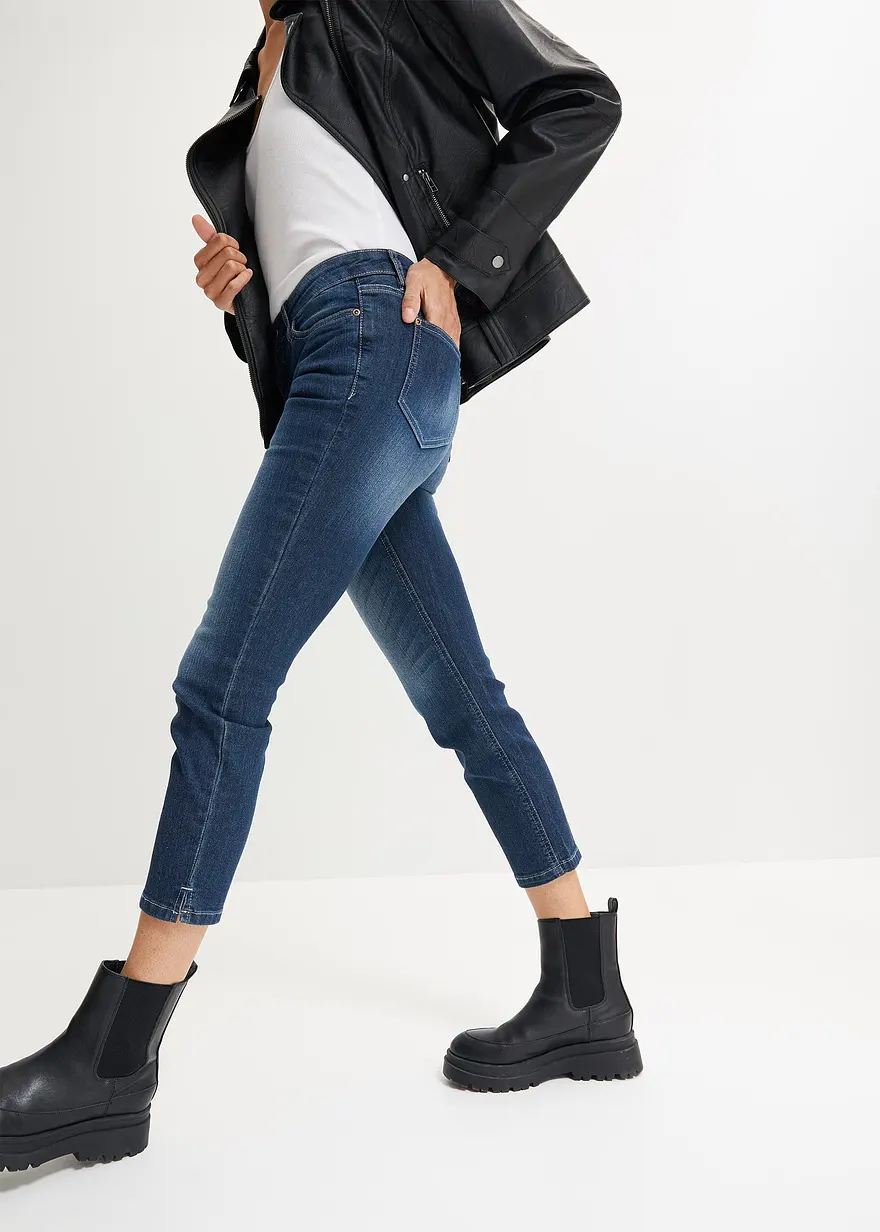Komfort-Stretch-7/8-Jeans mit Schlitz