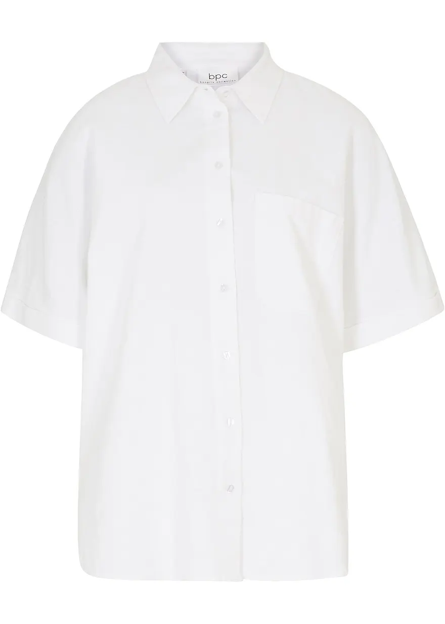 Oversize Halbarmbluse mit Leinen