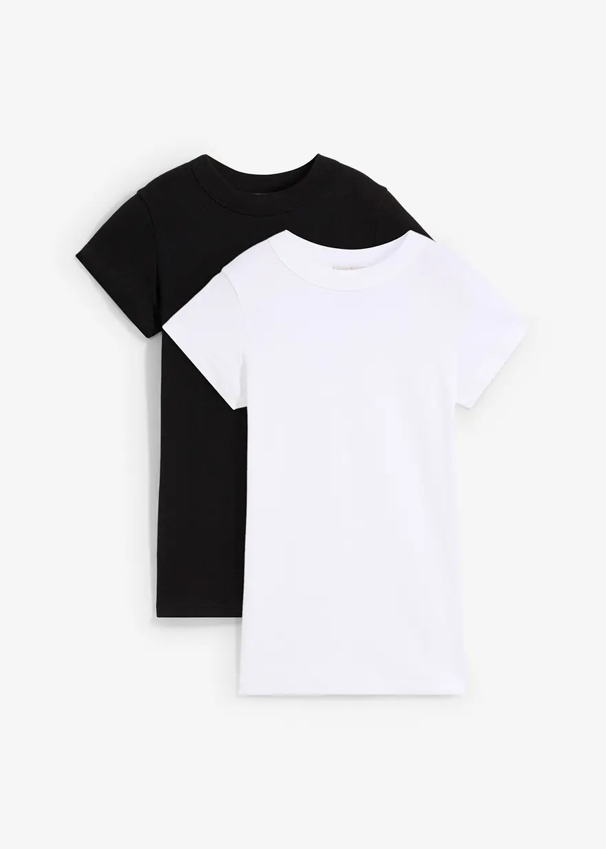 Rippshirt mit reiner Bio-Baumwolle, (2er Pack)