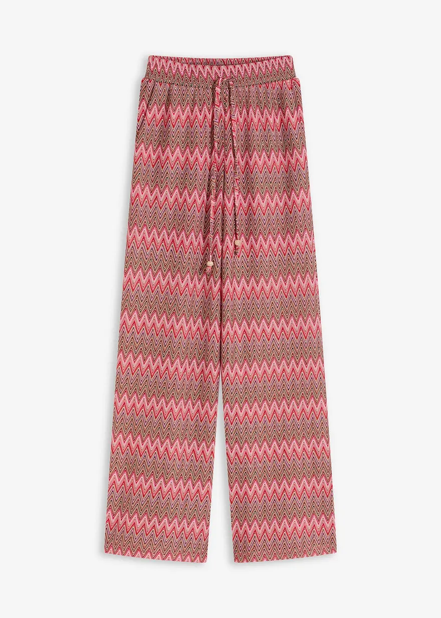 weite Jersey-Hose in Häkel-Optik