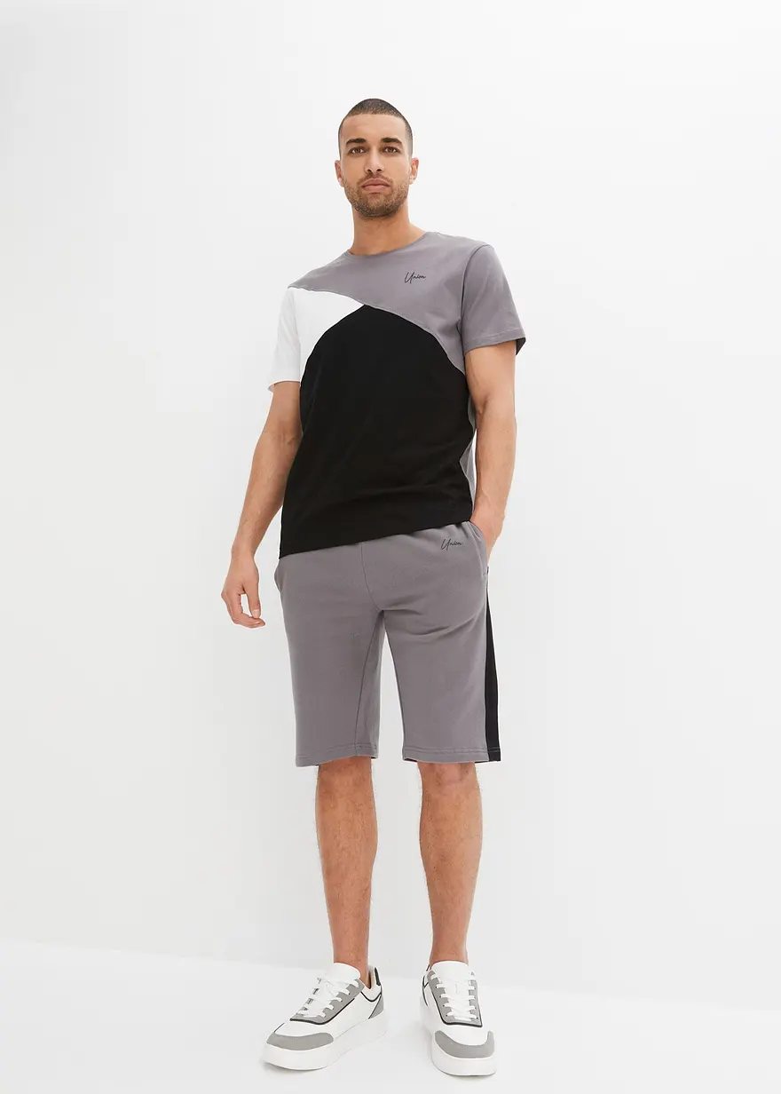 T-Shirt und Sweat-Bermuda aus reiner Baumwolle (2-tlg.Set)