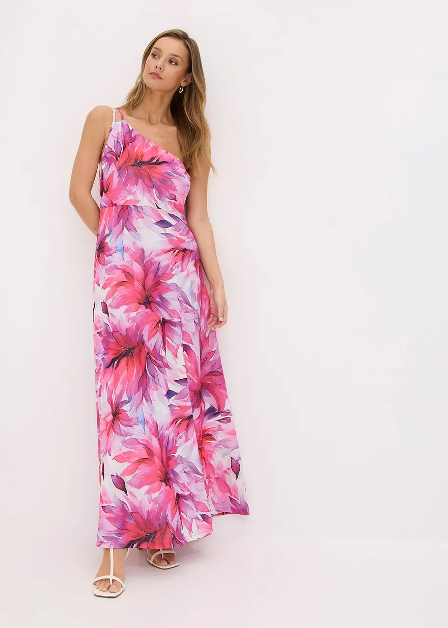 One-Shoulder-Kleid aus strukturiertem Crepe