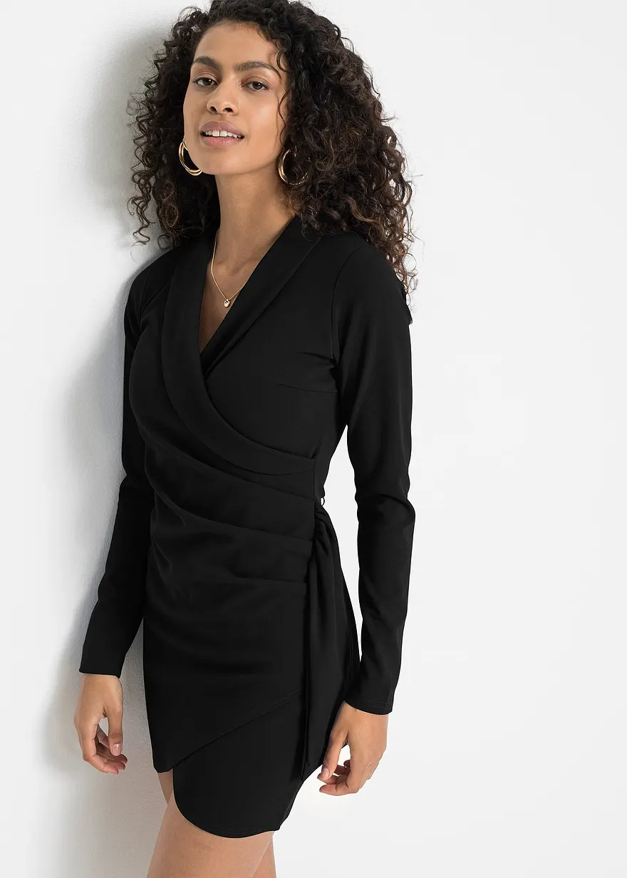 Minikleid aus strukturiertem Crêpe im Wickel-Optik