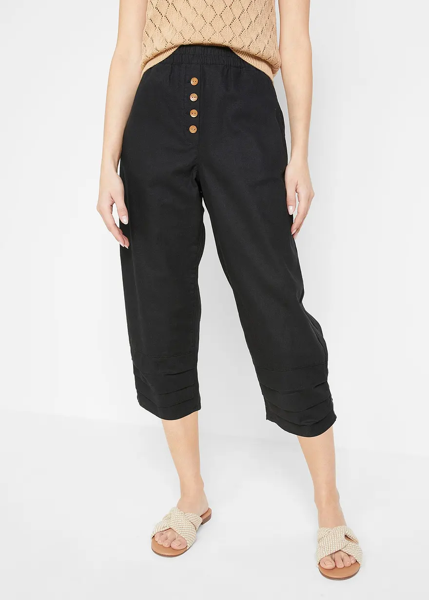 Karottenhose aus Leinen-Baumwollmischung