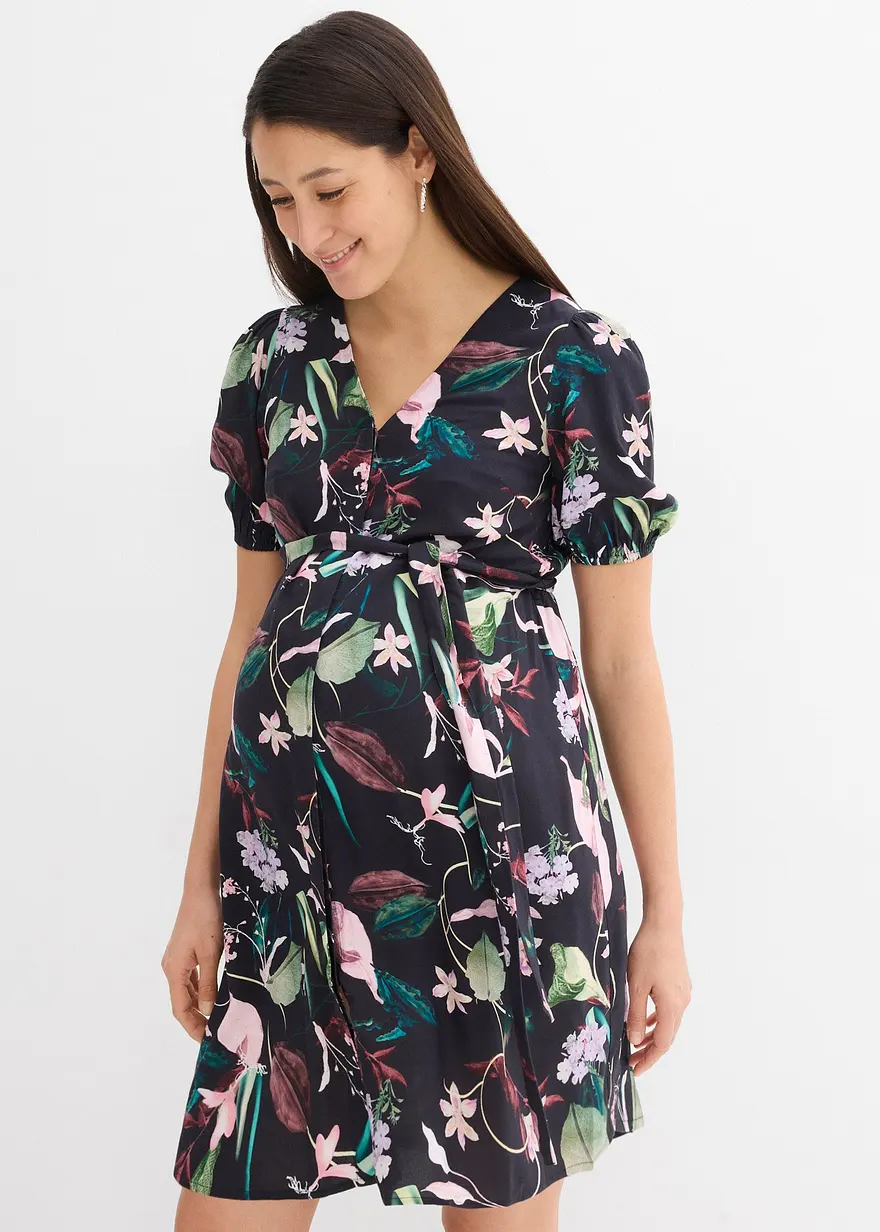 2-in-1 Umstands- und Stillblusenkleid aus fließender Viskose