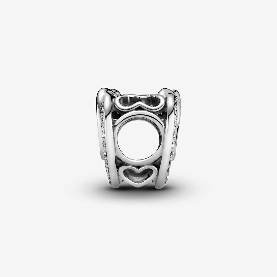 Sparkling Entwined Hearts Charm Sterling silver