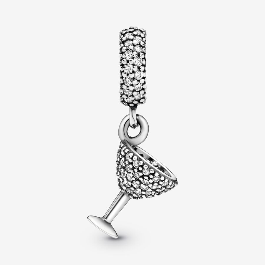 Pavé Cocktail Glass Dangle Charm