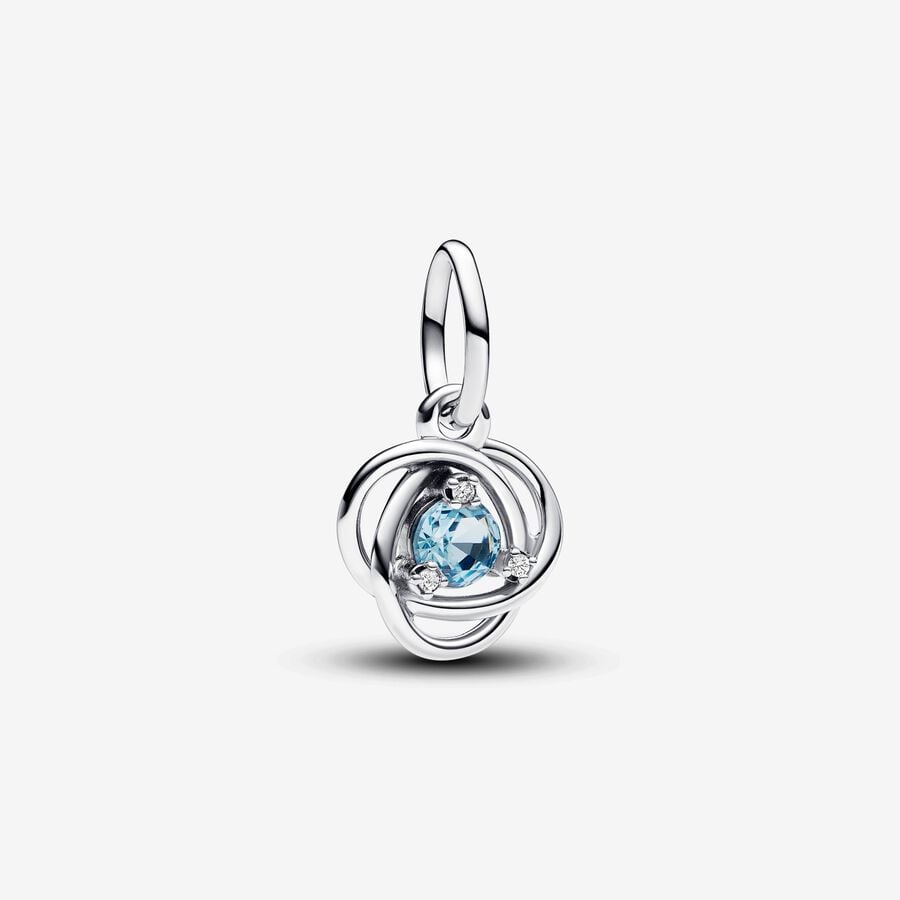 March Sea Aqua Blue Eternity Circle Dangle Charm