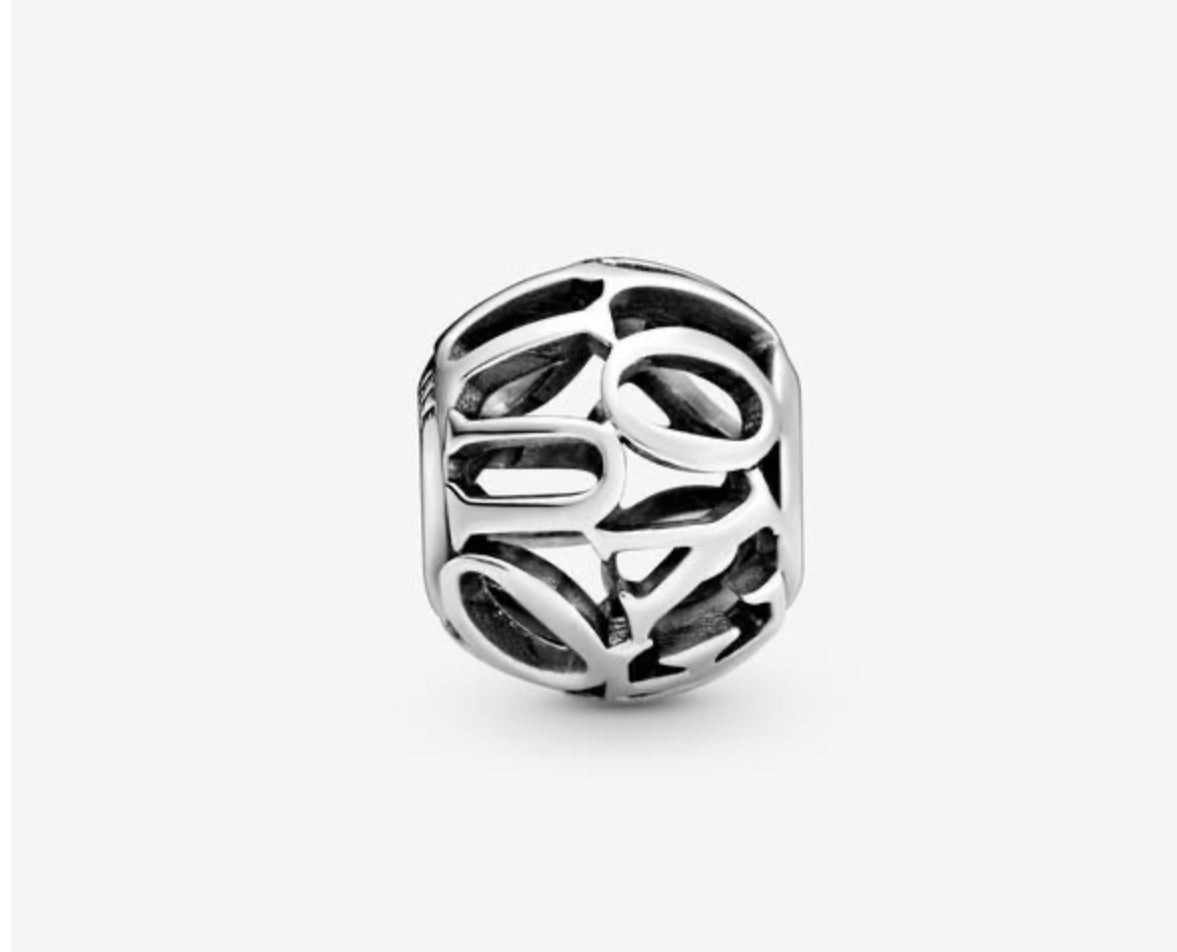 Openwork I Love You Script Charm