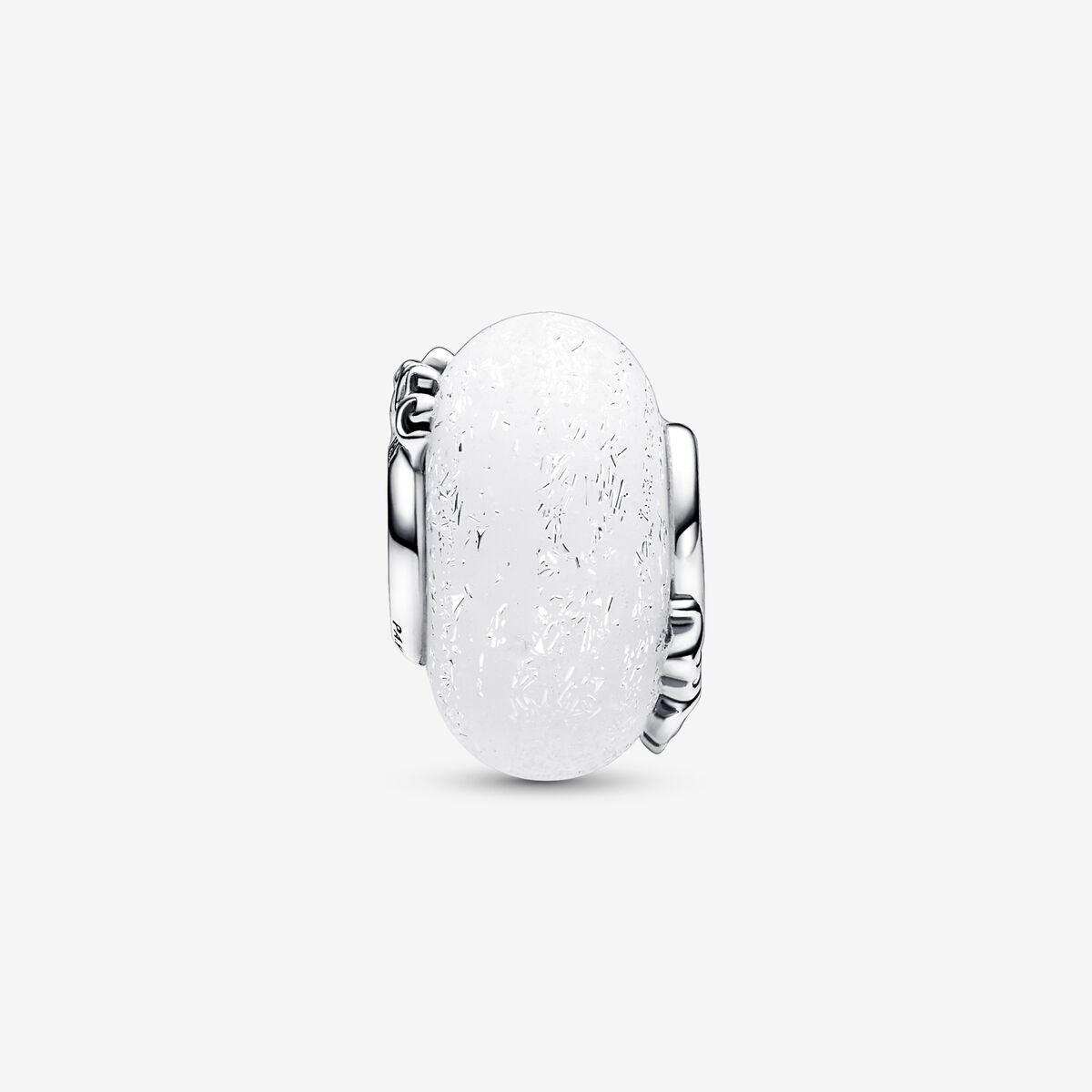 Glittery White Murano Glass Mom & Love Charm