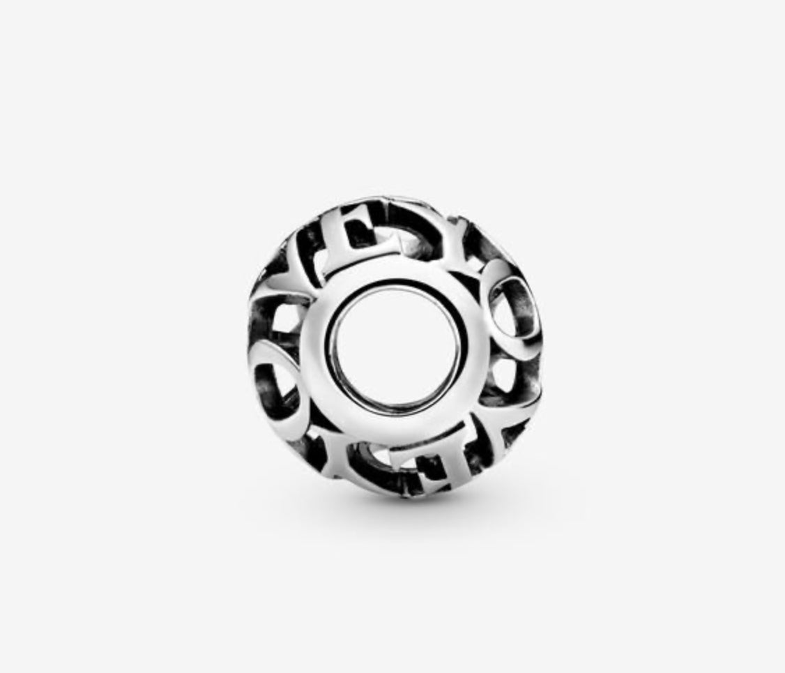 Openwork I Love You Script Charm