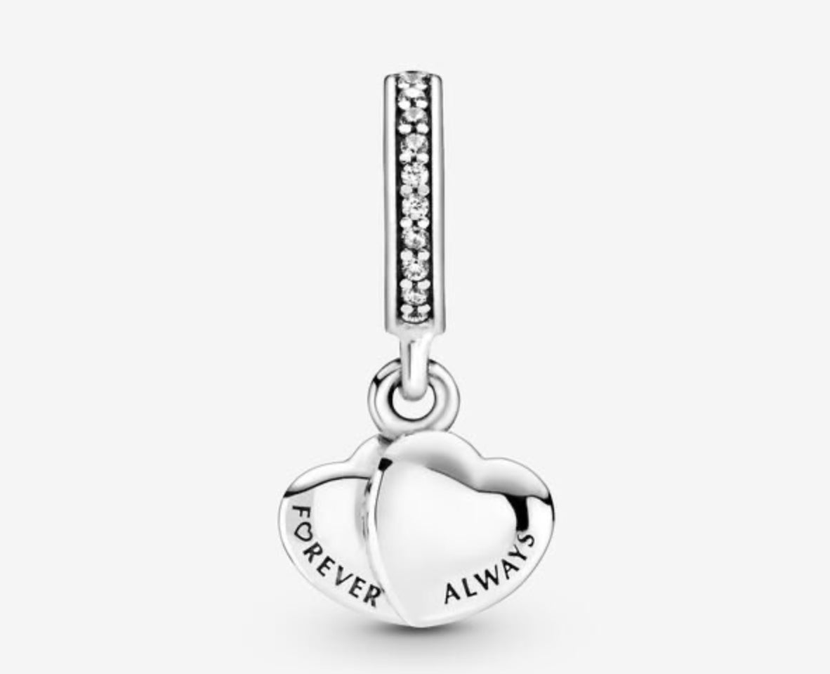 Two-Tone Double Heart Dangle Charm