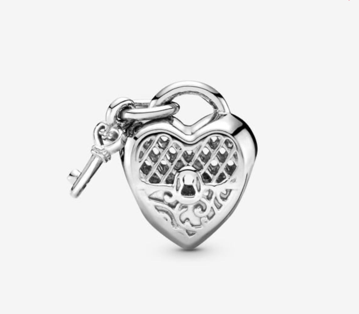 Love You Heart Padlock Charm
