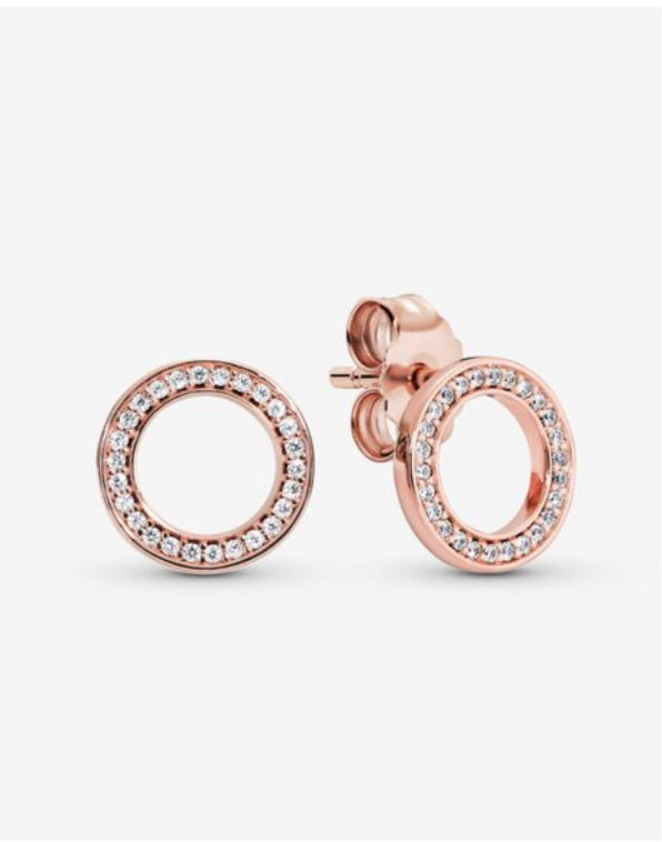 Sparkling Circle Stud Earrings- Rose
