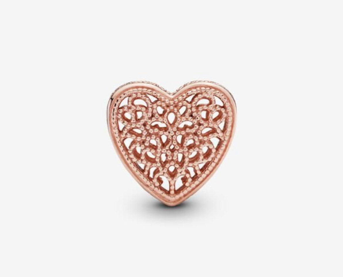 Filigree & Beaded Heart Charm